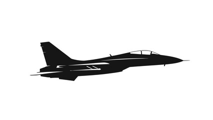 Vector air force jet silhouette isolated on a clean white background