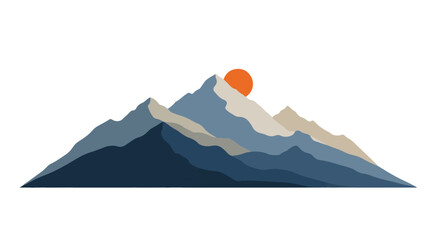 Flat Design Sunset Mountain Illustration
