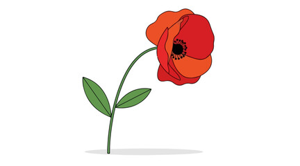 Minimalist Red Flower Vector Illustration
