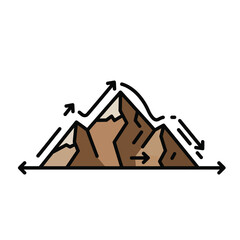 Mountain Range Analysis with Arrows Exploring Peaks and Valleys, Mapping Terrain Fluctuations