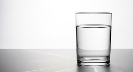 A clear glass filled with fresh, pure water on a reflective surface.