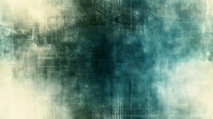 Obraz premium Dark teal and cream textured background features distressed abstract markings