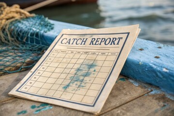 Old Catch Report Chart Lying On A Boat