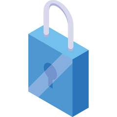 Isometric Blue Padlock Icon Symbolizing Security Safety and Protection on a Clean White Background