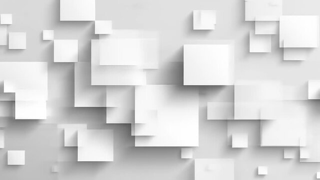 Abstract geometric pattern of overlapping white squares on a light gray background.