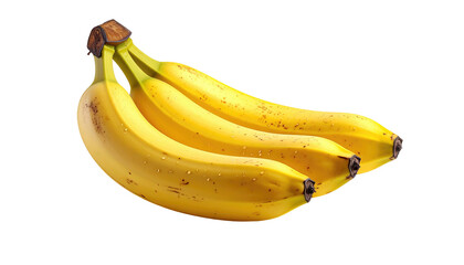 A cluster of ripe, yellow bananas with small brown spots against a black background. Close-up, healthy, organic fruit