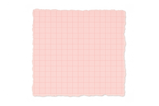 Pink grid paper note with torn edges, empty scrap page for message or reminder, transparent background - Powered by Adobe