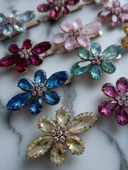 Fototapeta premium sparkling rhinestone hair clips in various colors and designs