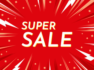 ポップでかわいい、赤のセール背景素材 ( サンバースト　フレーム　放射　見出し　タイトル　特売　セール )