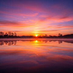 Obraz premium sunset over the river