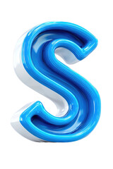 Naklejka premium Glossy, letter 'S' rendering with blue and white swirl pattern, isolated on a black background