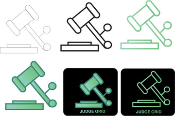 Justice Hammer Icon Set Minimalist Law Illustrations for Legal Concepts