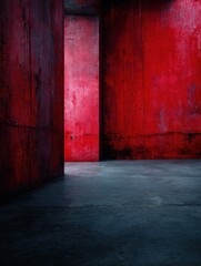 panoramic dark grunge background with scratches and scary red walls concrete texture