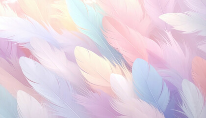 Obraz premium Soft feathers, pastel colors, ethereal light creating a dreamy, airy, and gentle backdrop for elegant design
