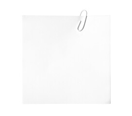 Blank paper note with clip isolated on white