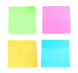 Colorful paper notes isolated on white, set