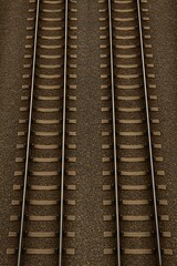 Twin steel rails in perspective
