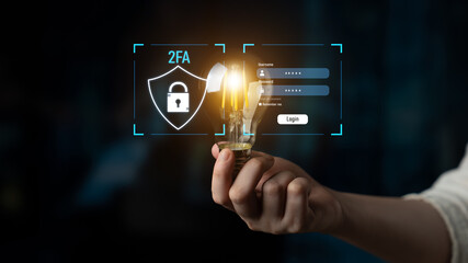 Two-factor authentication strengthens login system security. Adds protection, two-factor...