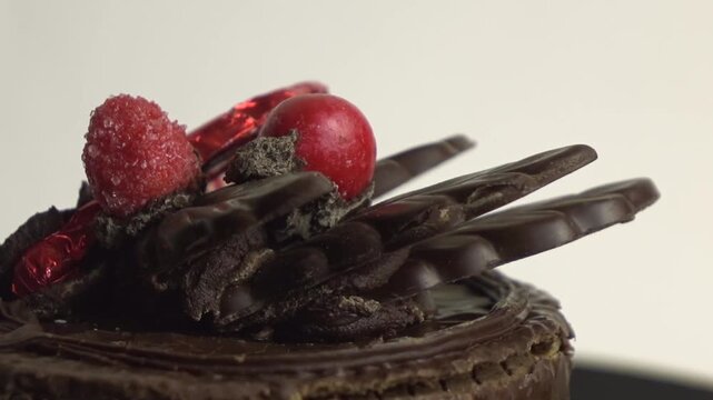 chocolate cake on a rotating background