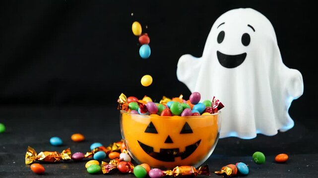 clumsy ghost tripping on candy bowl