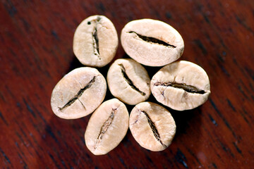 Macro texture of unroasted coffee bean 