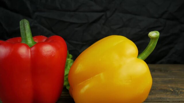 lettuce and sweet bell pepper on a rotating backgr