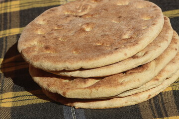 Traditional Moroccan Bread Close Up, Fresh Amazigh Bread