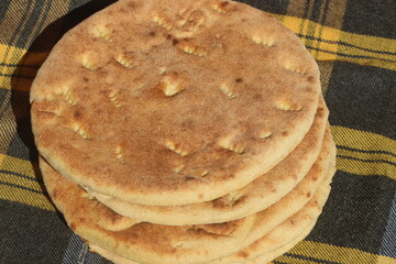 Traditional Moroccan Bread Close Up, Fresh Amazigh Bread