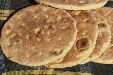 Traditional Moroccan Bread Close Up, Fresh Amazigh Bread