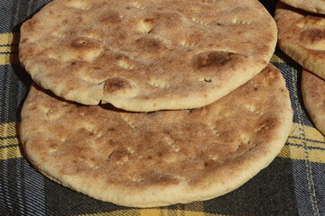 Traditional Moroccan Bread Close Up, Fresh Amazigh Bread
