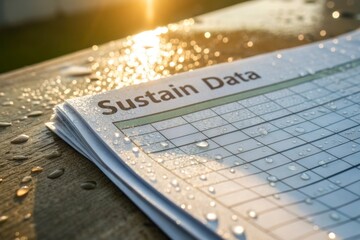A wet Sustain Data inspection sheet with water droplets