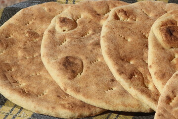 Traditional Moroccan Bread Close Up, Fresh Amazigh Bread