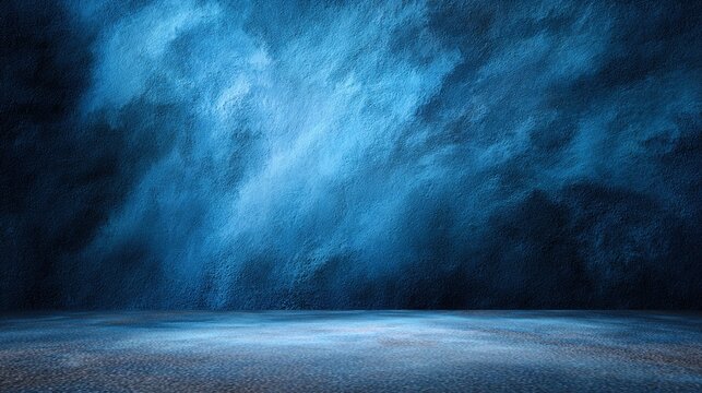 modulation. Traditional painted canvas backdrop with dramatic blue tones and textured fabric surface. event programs, museum guides, designed for cultural heritage projects and event programs.