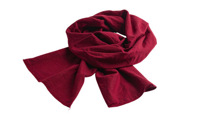 A dark red scarf is loosely draped and posed against a black background, creating soft folds and shadows