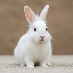 Obraz premium Adorable White Rabbit Portrait - A Study in Softness and Innocence.