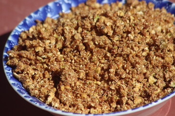 Dried figs that have been crushed into small pieces, Moroccan Amazigh Food, Crushed dry figs