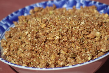 Dried figs that have been crushed into small pieces, Moroccan Amazigh Food, Crushed dry figs
