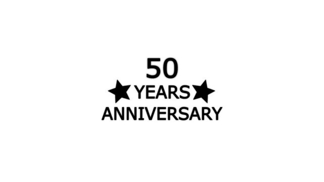 50 years anniversary motion graphic , 4K video with two star, 4K motion animation,18 Years Anniversary Celebration Badge Design Star Symbol Black Typography Logo on White Background.