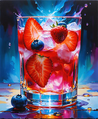 ice cube and berries