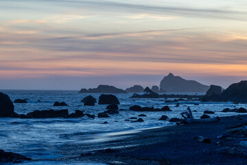 Sunset along the coast in northern California
