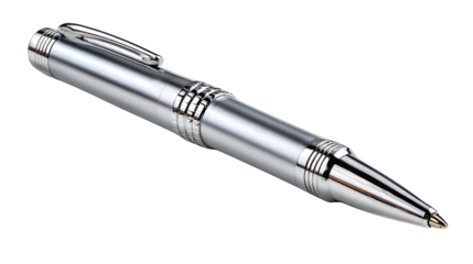 Sleek Silver Pen: The pen is a symbol of elegance and precision, embodying the essence of business and art.
