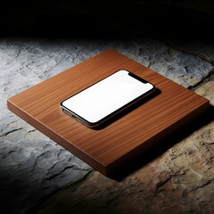 Smartphone on Wood and Stone Surface
