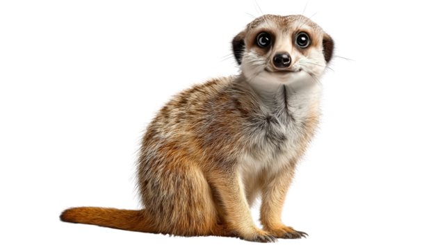 Meet the Meerkat: A curious meerkat sits upright, gazing intently with its expressive eyes, showcasing its alert posture.
