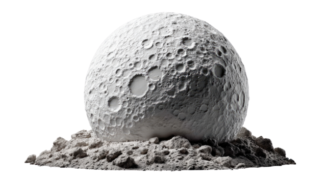 Lunar Landscape: A detailed depiction of the Moon's surface, showcasing its craters and rugged terrain. It is a striking representation of celestial bodies in a vast space.