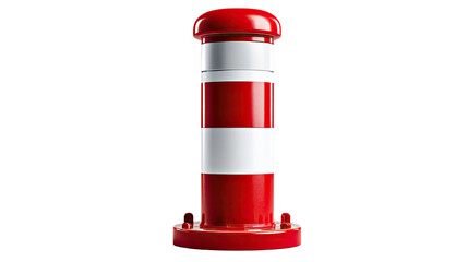Traffic Bollard: A vibrant red and white traffic bollard stands tall, a symbol of order and safety in the urban landscape.
