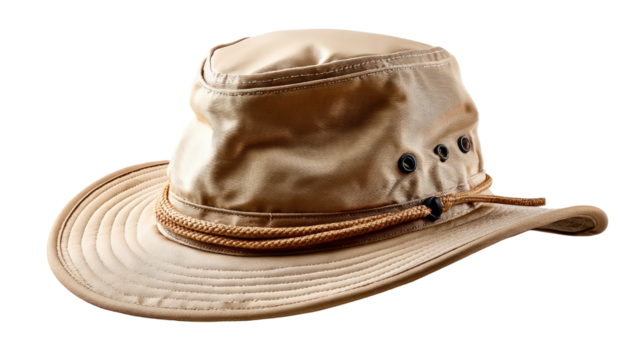 Explorer's Companion: A weathered hat with a rugged charm, bearing the marks of countless expeditions, is a timeless symbol of exploration and adventure, ready to shield you from sun and elements