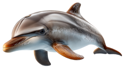 Dolphin in Aquatic Domain: A solitary dolphin gracefully navigates the underwater realm, showcasing its sleek form and radiant smile. A captivating image of marine life