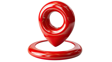 Precise Location: A vibrant red location marker, designed to indicate a specific point, floats in isolation, symbolizing accuracy and directness.