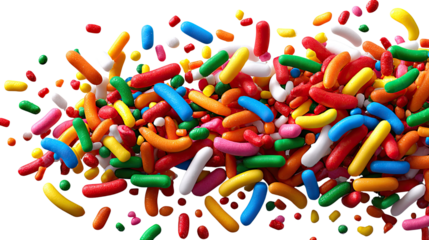 Explosion of Colorful Sprinkles: A vibrant array of sprinkles explodes with delightful colors, each tiny piece contributing to a sweet visual symphony of joy. 