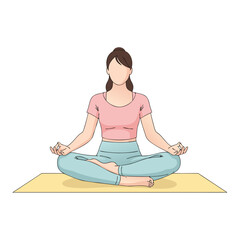 Girl Doing Yoga Flat Vector Illustration